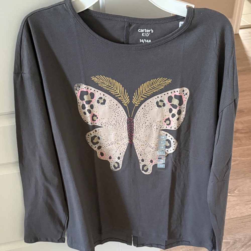 Carter's Charcoal Butterfly Long Sleeve Tee